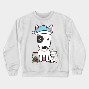 Funny bull terrier is having a midnight snack Crewneck Sweatshirt